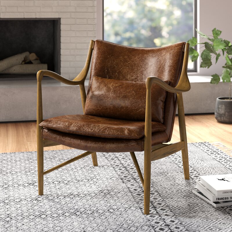 AllModern Dylon 28" Wide Genuine Leather Armchair & Reviews Wayfair